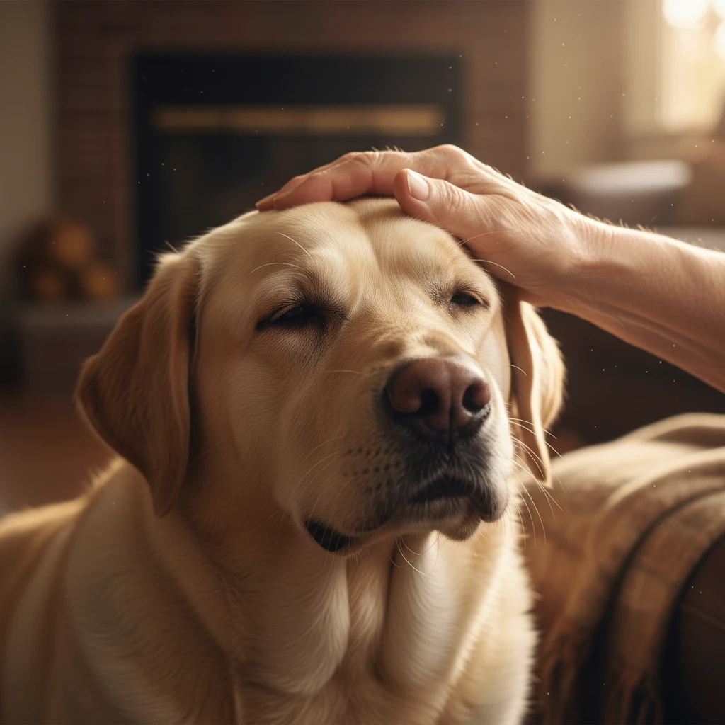 Therapy dog receiving gentle affection