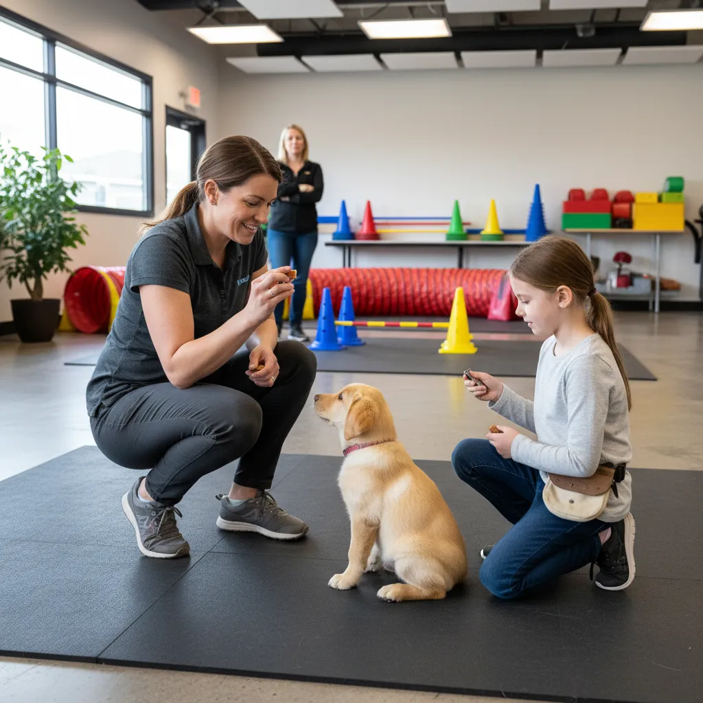 Professional dog trainer guiding an owner-trainer team in NZ