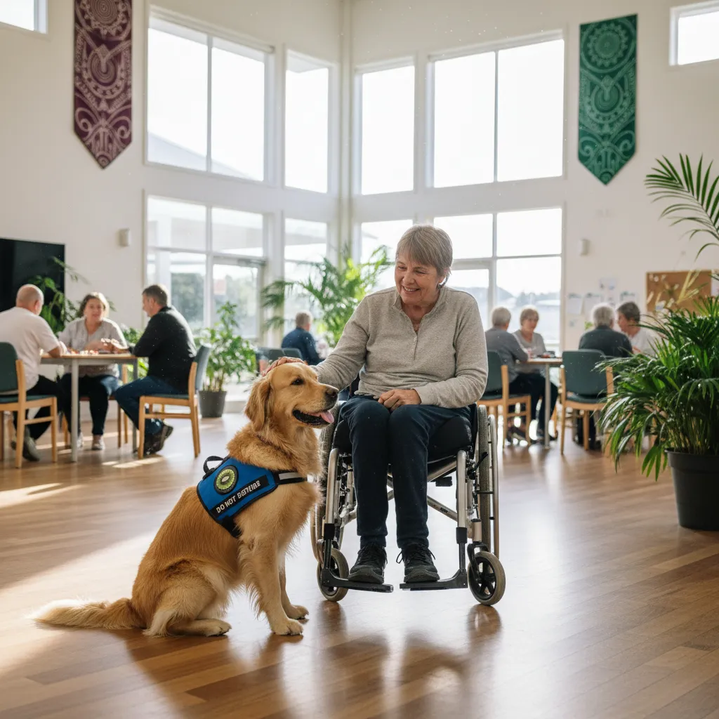 Therapy dog interacting with community members in NZ