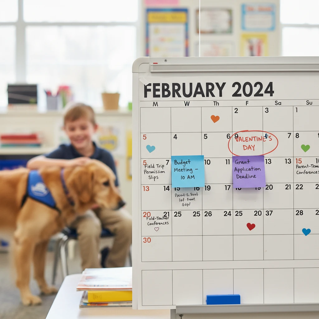 School calendar highlighting February funding deadlines