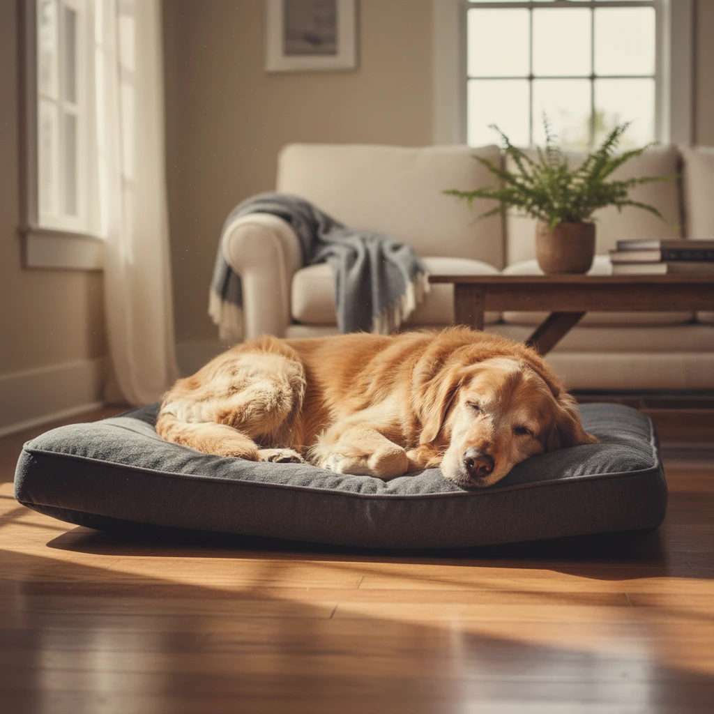 Retired therapy dog resting