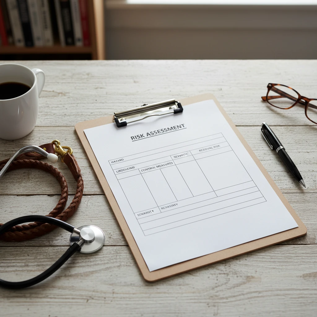 Risk assessment documentation and therapy dog equipment