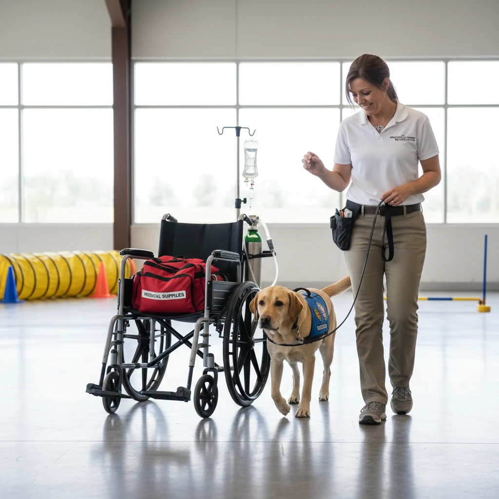 Therapy dog training for medical environments