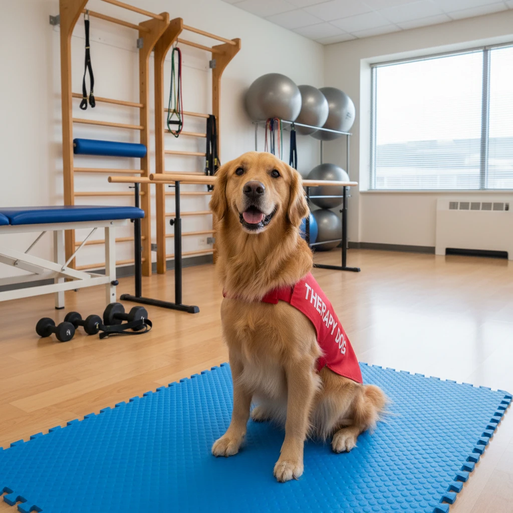 Therapy dog safety protocols in a New Zealand physiotherapy gym