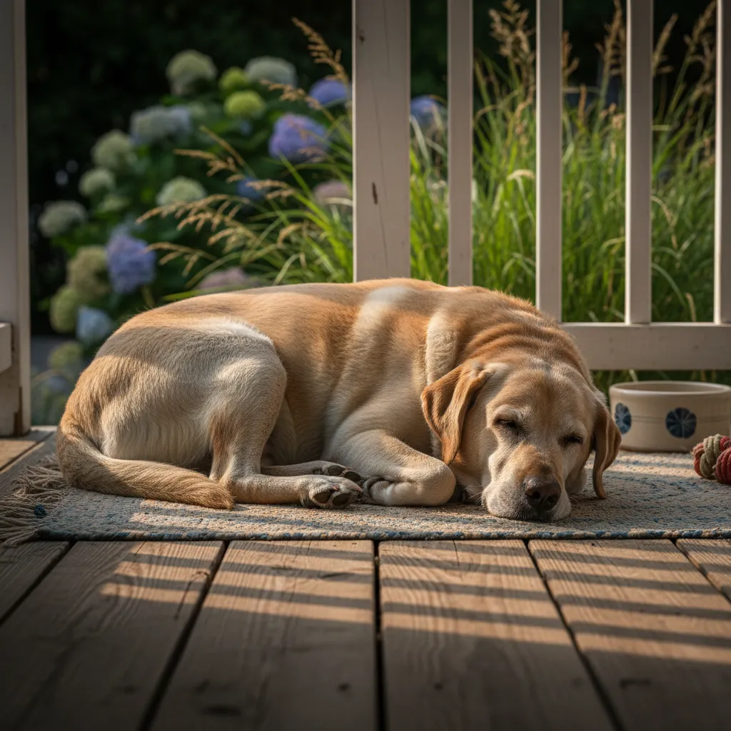 Retired therapy dog resting