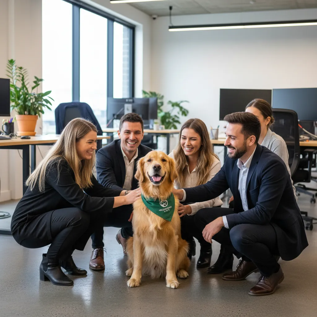 Therapy dog in NZ office during Mental Health Awareness Week
