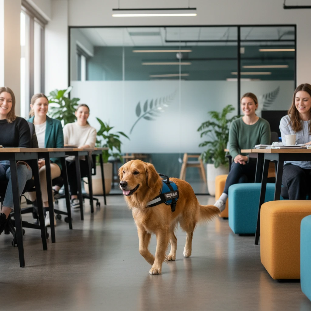Therapy dog working in a corporate environment