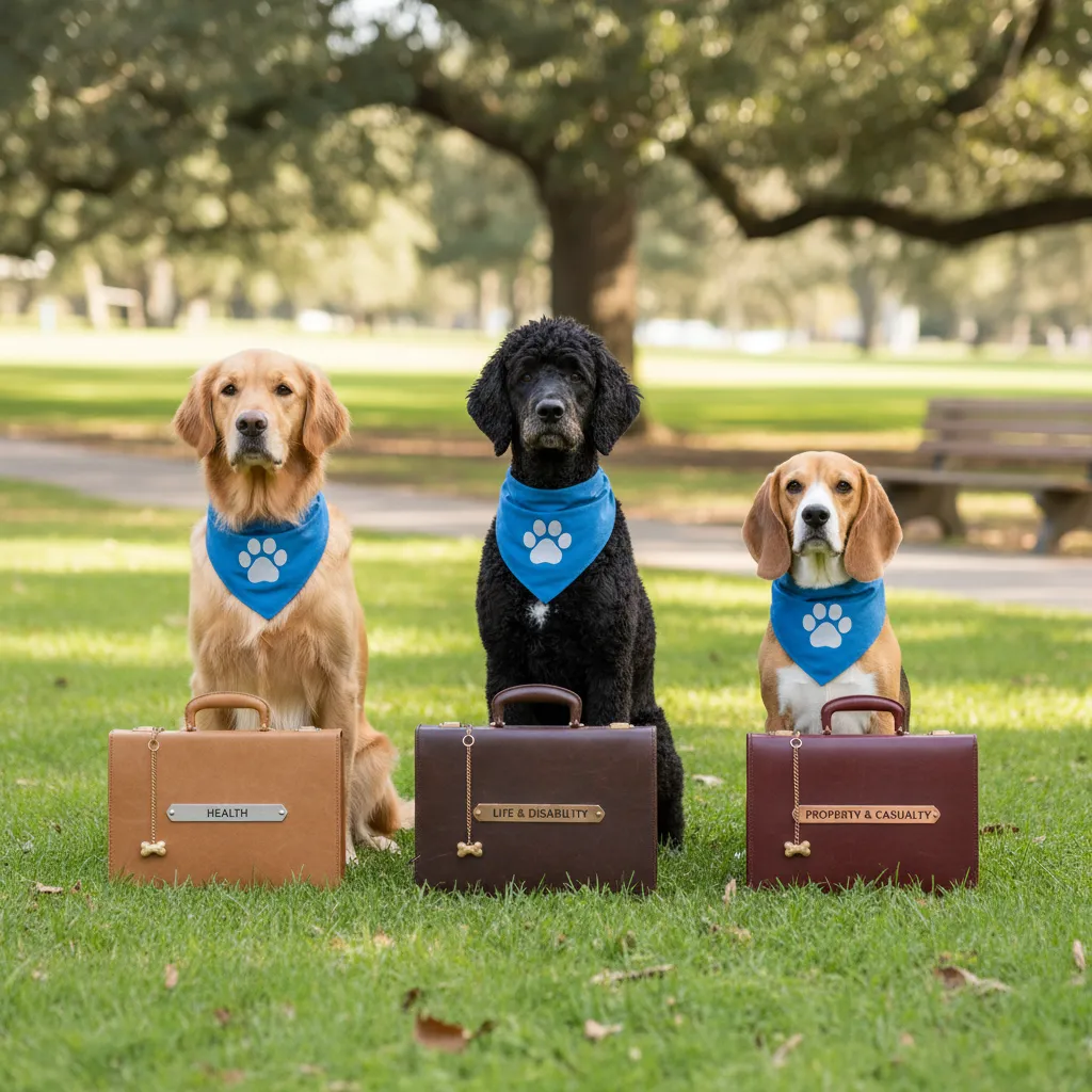 Group of therapy dogs representing multi-dog insurance policies