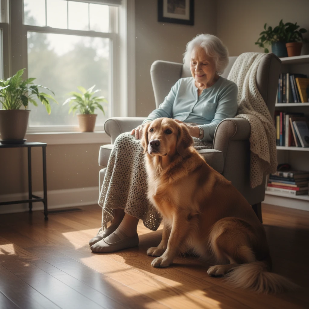 A therapy dog providing spiritual comfort and connection to a patient