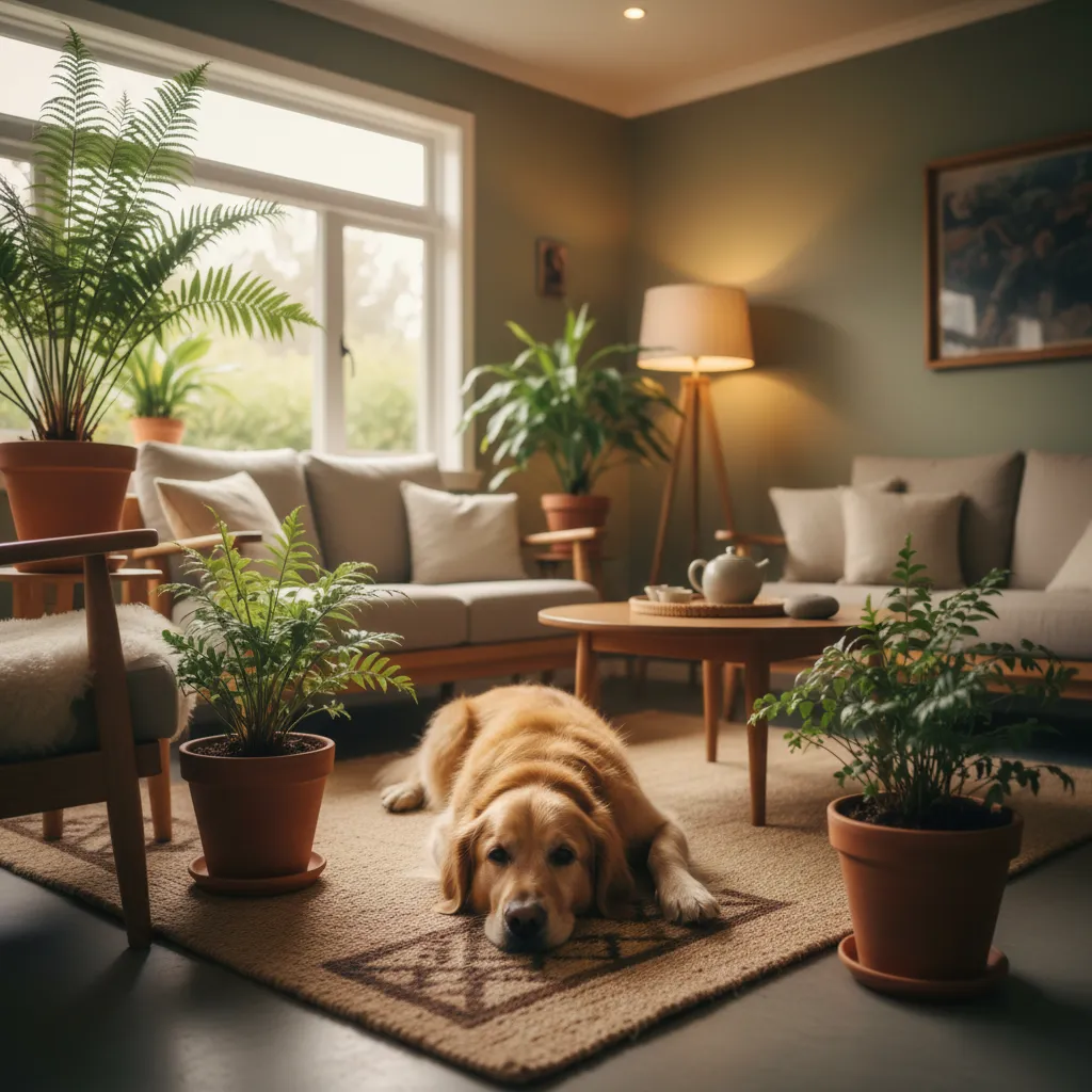 Therapy dog resting on a flax mat representing Taha Wairua and animals