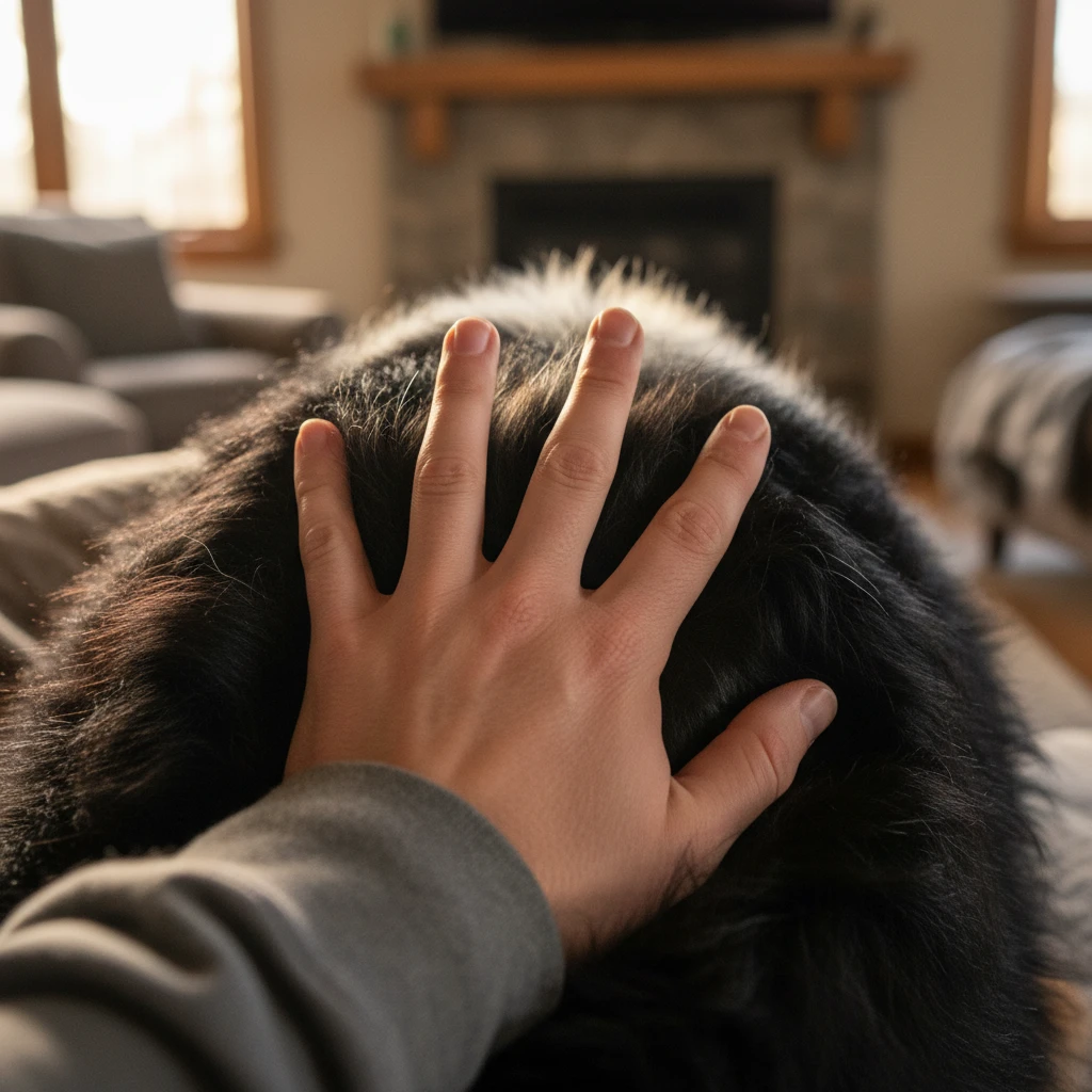 Sensory grounding techniques with therapy dog fur