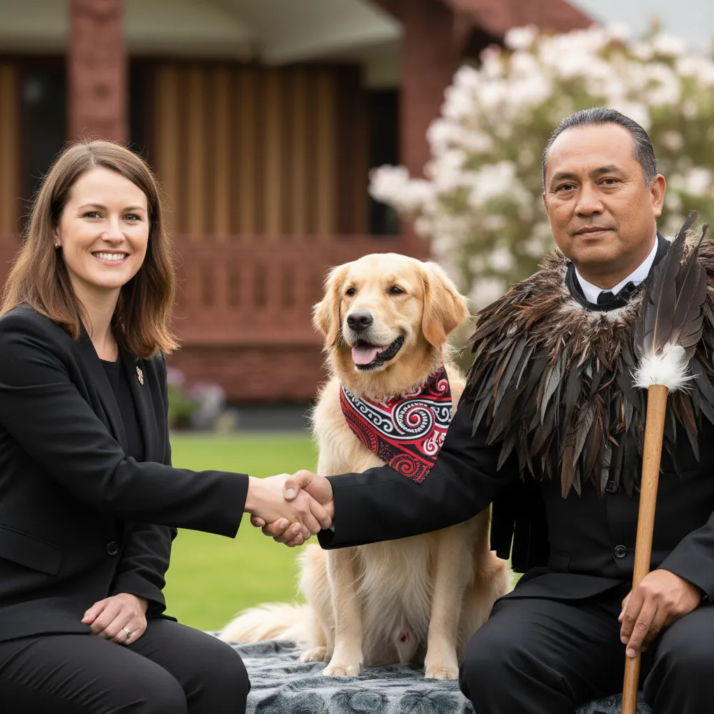 Therapy dog with cultural attire