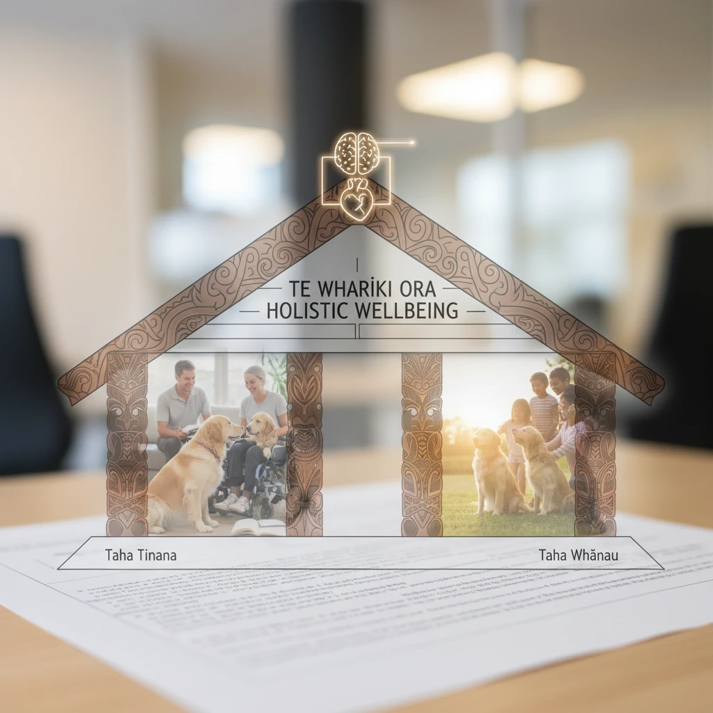 Conceptual visualization of Te Whare Tapa Whā in Animal Assisted Therapy