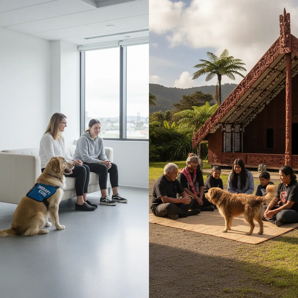 Comparison of clinical Western therapy room and holistic Maori outdoor healing setting