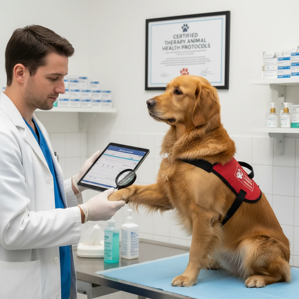 Veterinary health check for clinical therapy dog