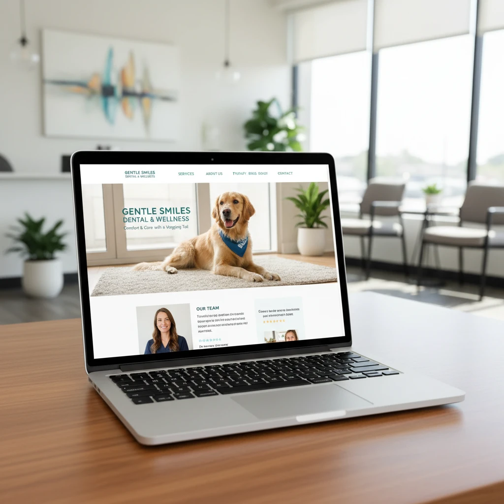 Website marketing for dental clinic with therapy dog