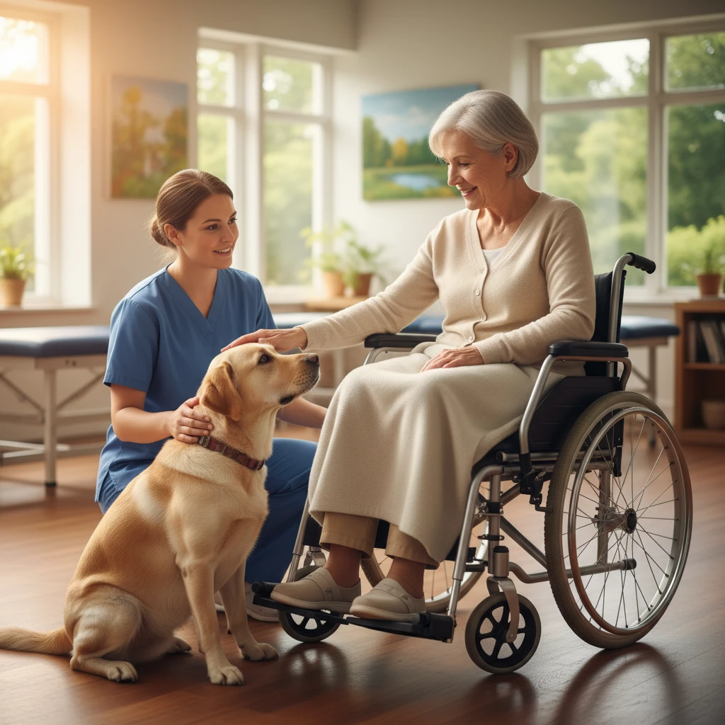 Stroke recovery assistance through physiotherapy motivation with dogs