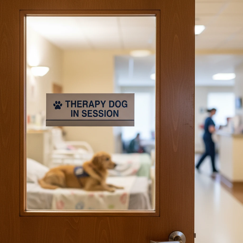 Signage for clinical therapy dog visit