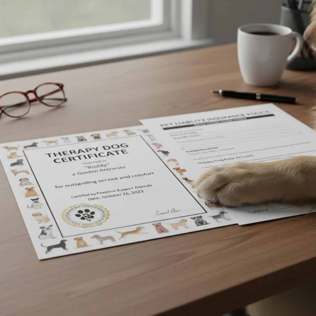 Therapy dog insurance and registration documents