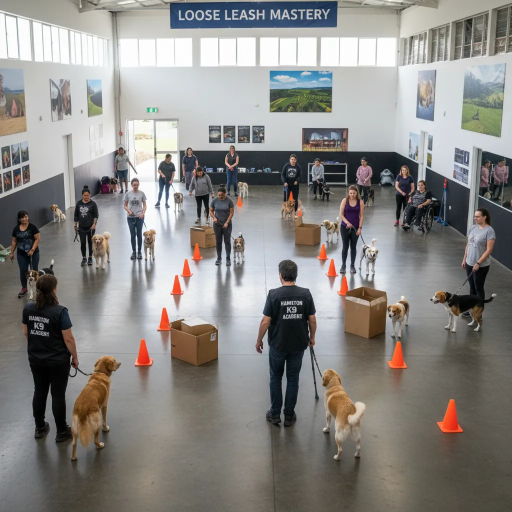 Group therapy dog training session in Hamilton