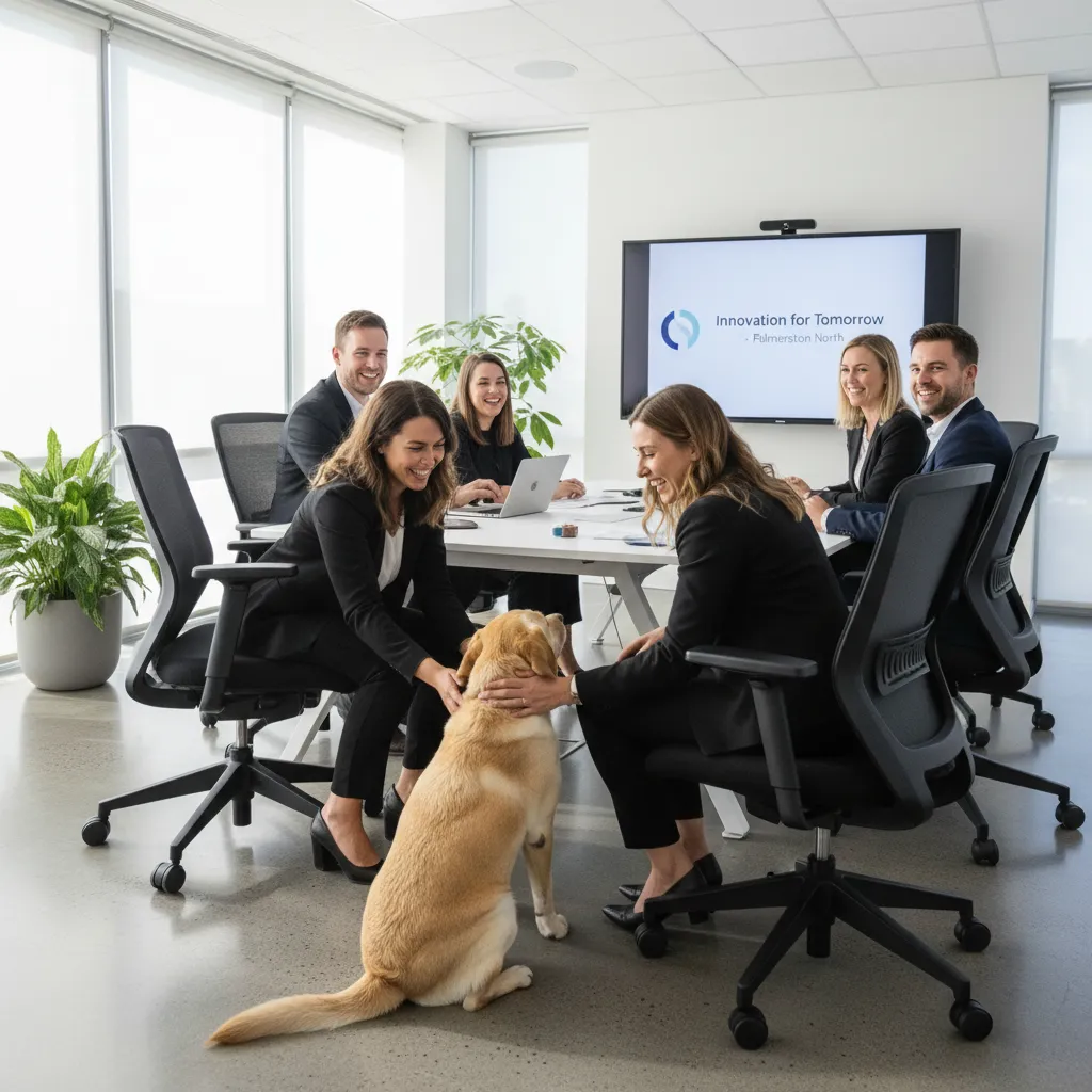 Corporate wellness event with visiting dogs in Palmerston North