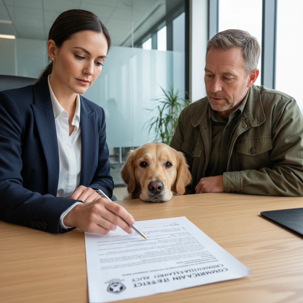 Insurance broker discussing liability coverage with a client