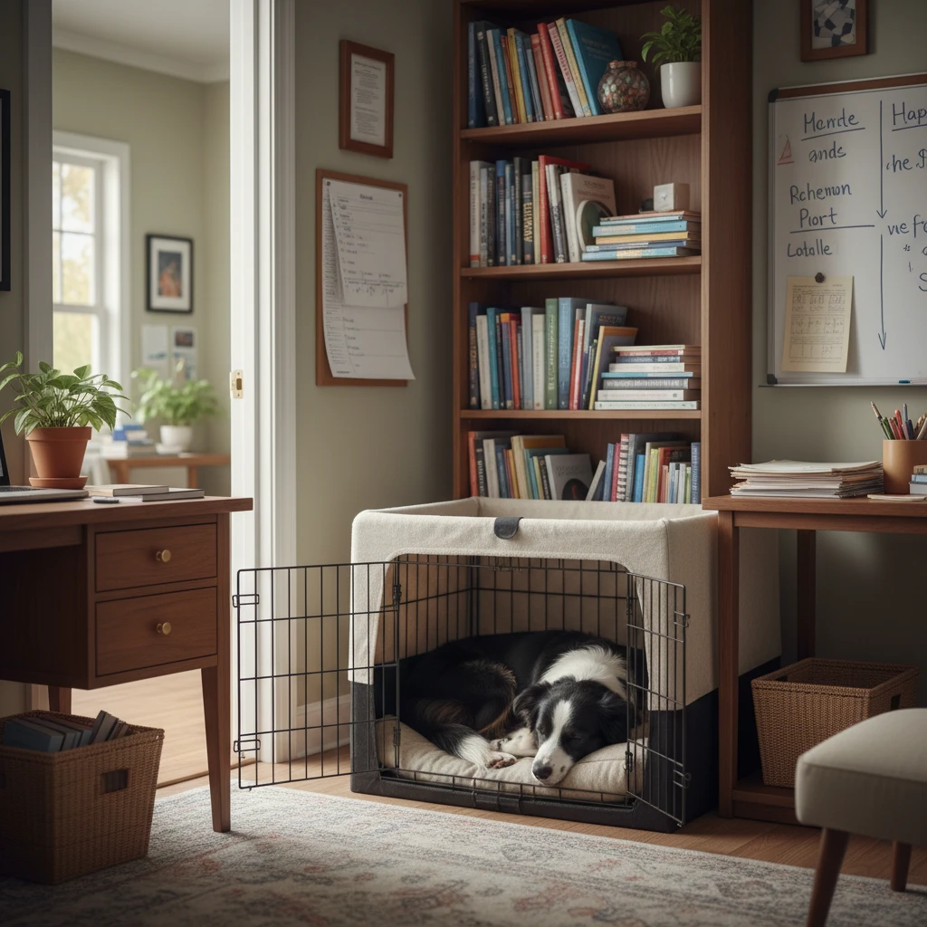 School dog resting in designated quiet zone