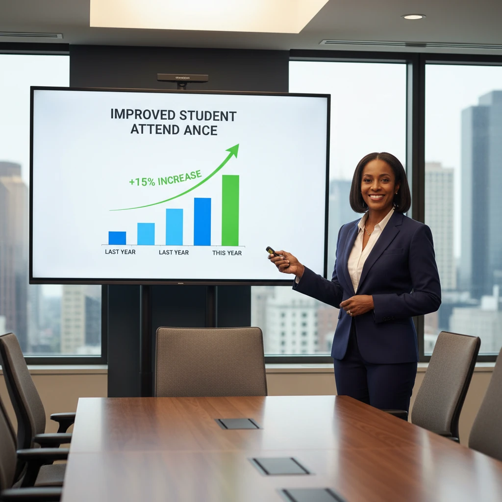 Principal presenting therapy dog evidence to school board